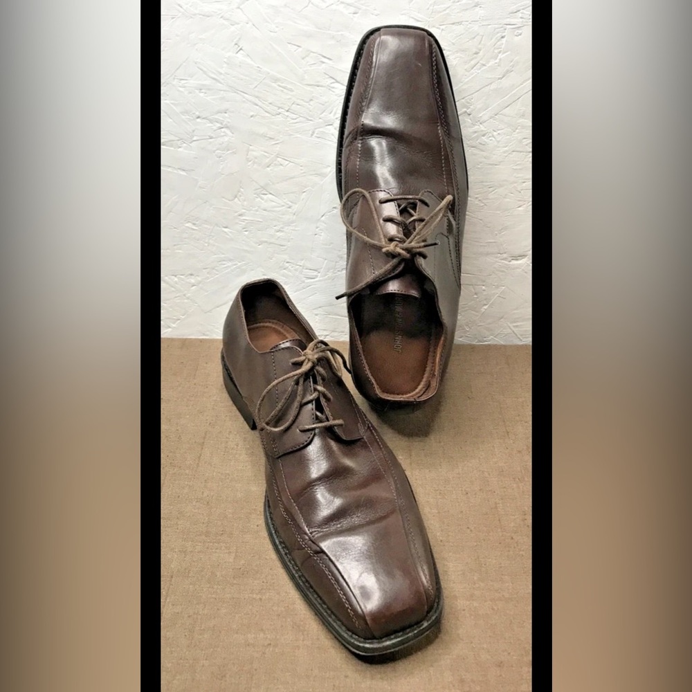 *Read Johnston & Murphy Men's 11M Derby Shoes Square Bicycle Toe Brown Leather